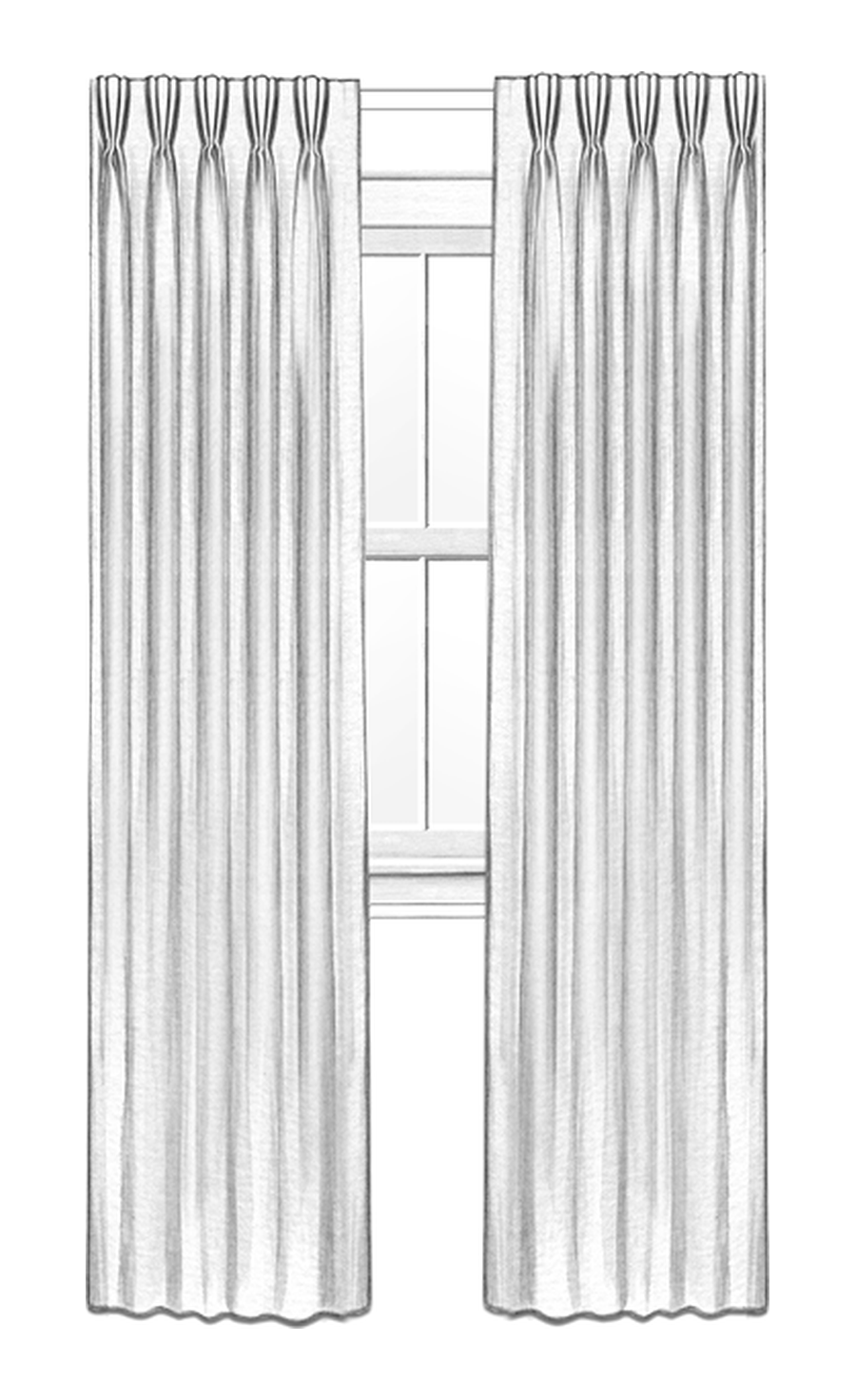 Illustration of a French pleat drapery heading