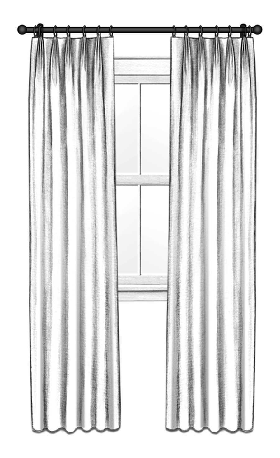 Illustration of a Euro pleat drapery heading