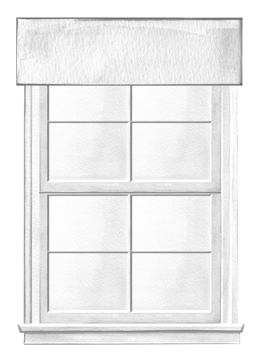 Illustration of a flat valance above a divided-light window